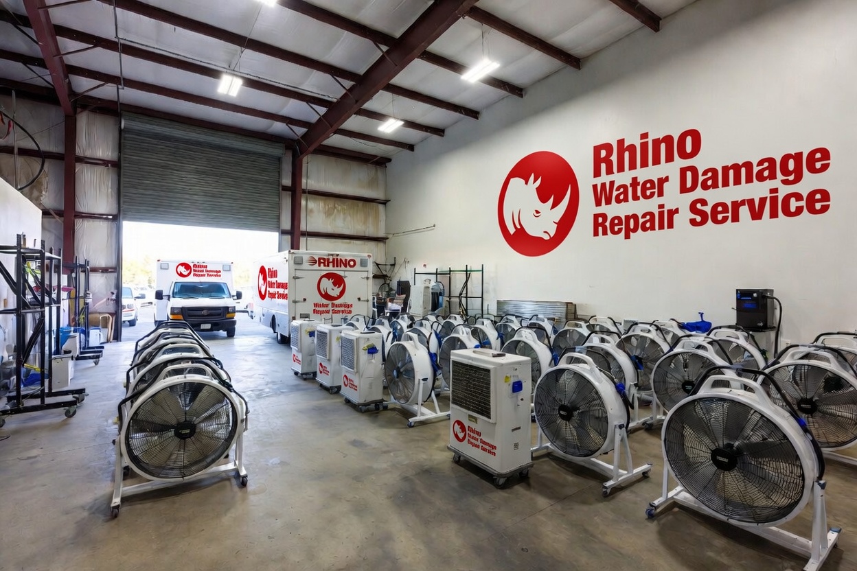 Rhino Water Damage Repair Service equipment warehouse in Houston