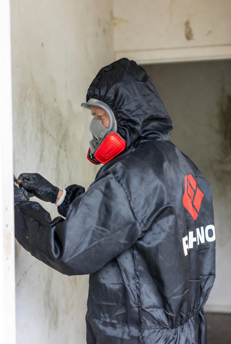Mold remediation specialist treating mold damage in Houston home